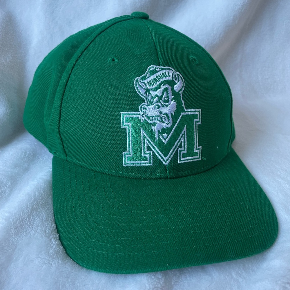 Marshall University Vintage logo green snap back hat